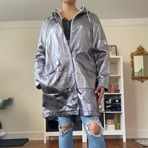 Levi’s Silver Faux Leather Fishtail Rain Coat